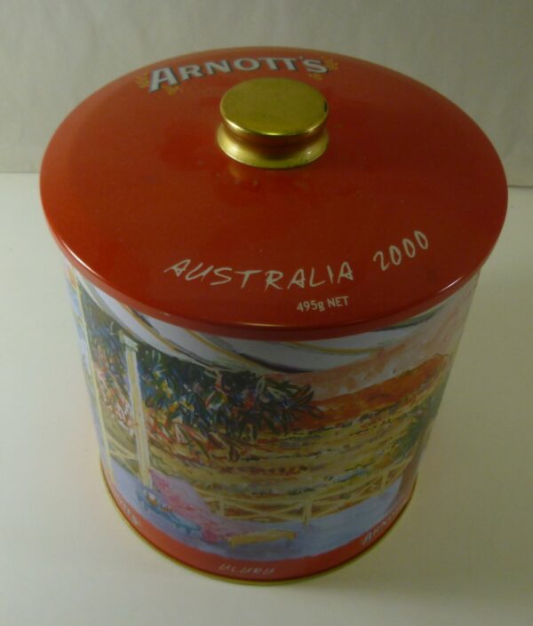 Arnott's 'Australia 2000', 495g. Biscuit Barrel Tin, c.2000 *
