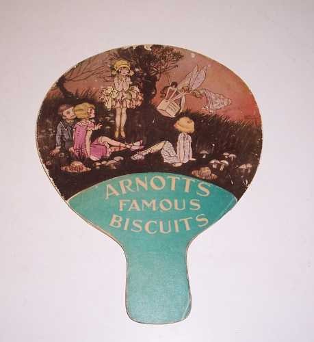 'ARNOTT'S FAMOUS BISCUITS', 'Fairies', card Advertising Fan, c.1930's