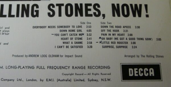 * Rolling Stones 'THE ROLLING STONES, NOW', mono LP Record, AU c.1965 *