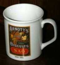 ARNOTT'S BISCUITS 'SAO', 1906-1986, commemorative ceramic Coffee Mug, c.1986*