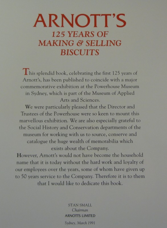 ARNOTT'S '125 Years of Making & Selling Biscuits' s-c Book *
