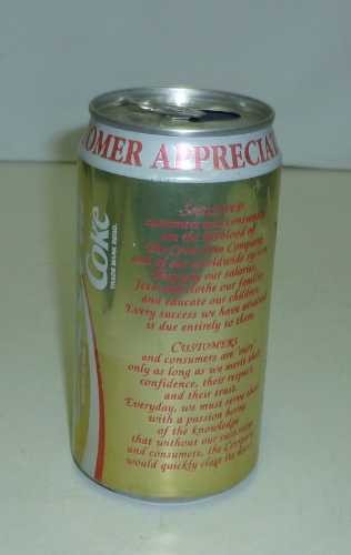 Coca-Cola 'Salute to Customers', Drink Can, in aluminium, c.1992