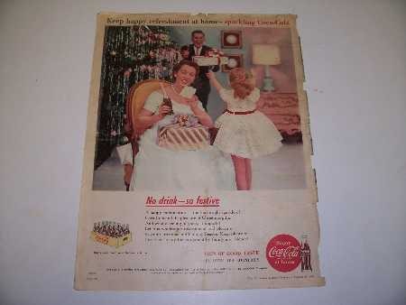 Coca-Cola 'No drink - so festive', Christmas Time, magazine advert., c.1958