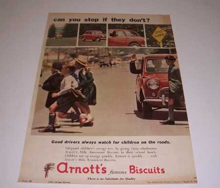 Arnott's famous Biscuits 'can you stop ....', Milk Arrowroot magazine advert, c.1966