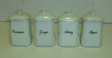 Spice Canister Set of 4, in ivory ceramic
