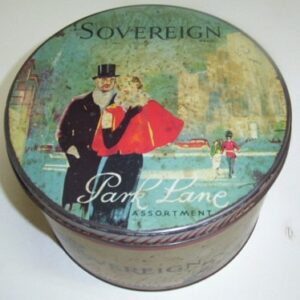 Sovereign 'Park Lane', Deco, round, 7 lb. Biscuit Tin, c.1950's