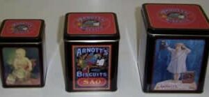 Arnott's 'early ads.', set of 3, square, Kitchen Canister Tins