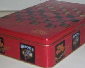 Arnott's Tiny Teddy, 'Fun and Games', rect., 500g. Biscuit Tin, c.2000