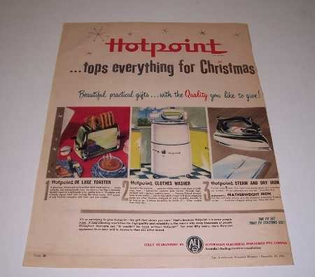 Hotpoint Electrical Products, magazine advertisement, c.1956
