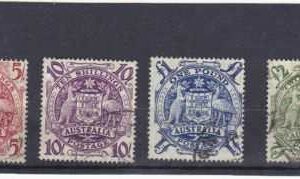 Australian Postage Stamps, 'Coat of Arms', set of 4, c.1948