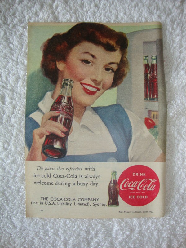 Coca-Cola 'The pause that refreshes ...', magazine Advert, c.1952