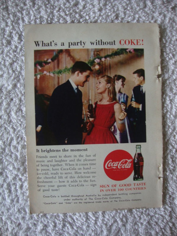 Coca-Cola 'What's a party without COKE!', magazine Advert. c.1959 - sold