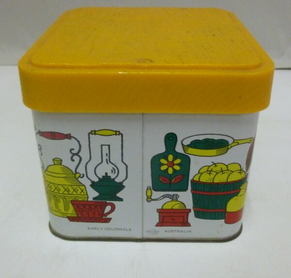 WILLOW 'Early Colonials', Retro art-work, rect. Canister Tin, c.1970's