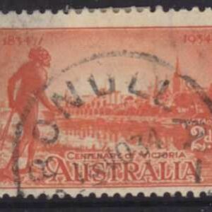 Australian Postage Stamp, 'Vic. Centenary', red, 2d., postmarked 'CRONULLA', c.1934