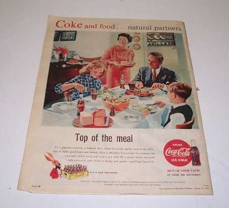 Coca-Cola 'Top of the meal', original magazine Advert, c.1959