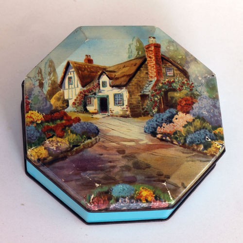 Embassy, 'Thatched Roof Cottage', octagonal, 8 oz. Toffees Tin