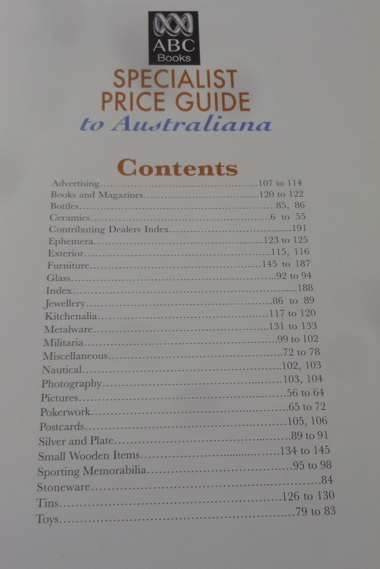 'Specialist Price Guide to Australiana', by Alan Carter, s-c Book