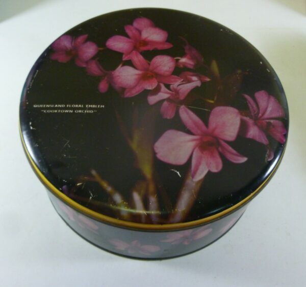 Arnott's 'ORCHID TIN' (Cooktown Orchid), 2 lb.14 ozs. Biscuit Tin, c.1960 *