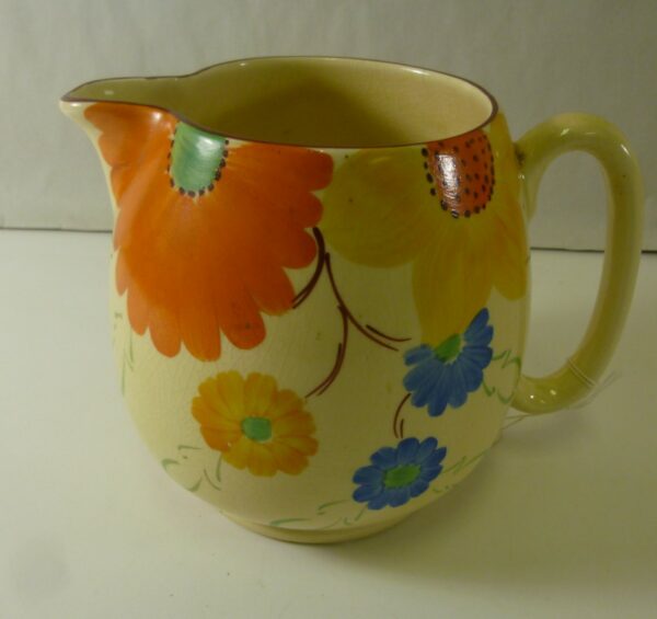 Ross Pottery, Paris style, 'Gaiety' floral Deco Jug, 13cm high, in Susie Cooper pattern, c.1930's