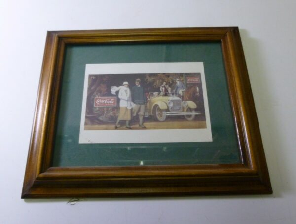 'DRINK Coca-Cola', classic advertising print, in timber frame
