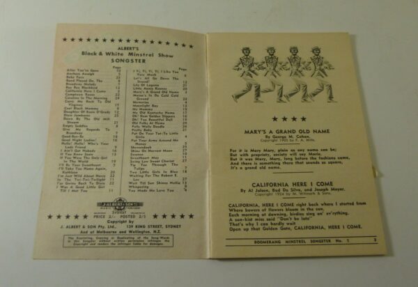 'Black & White Minstrel Show Songster' No.1, Song Book, c.1960's