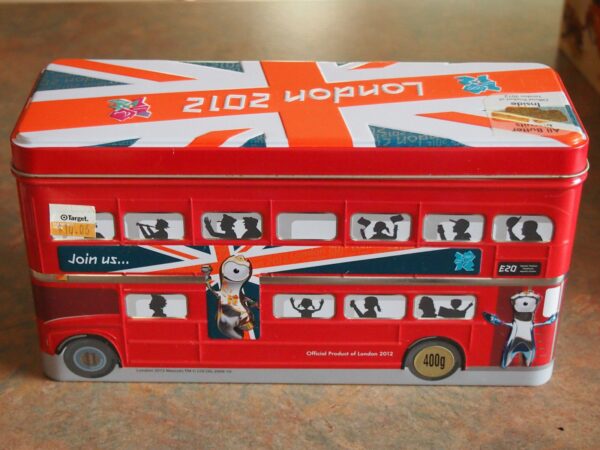 'London 2012 Olympics', bus-shaped Biscuit Tin