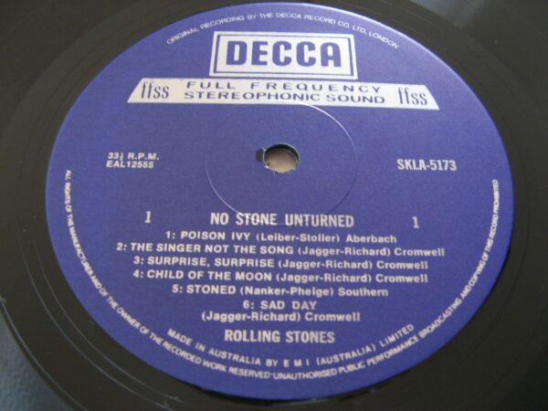 Rolling Stones 'No Stone Unturned', LP Record, SKLA-5173, AU c.1973