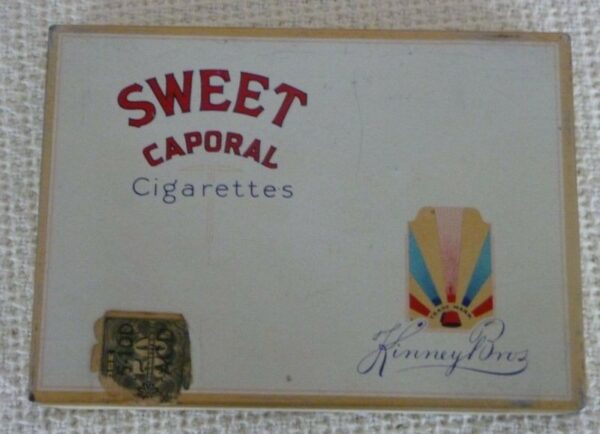 SWEET CAPORAL Cigarettes, red on white, (50) Cigarette Tin