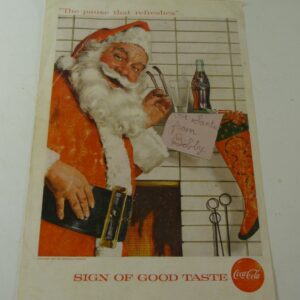 Coca-Cola Santa 'Things go better with Coke', magazine Advert, c.1963 x 2