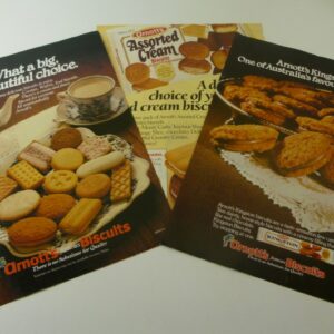 arnott's famous Biscuits, 'Cream & fancy biscuits', original magazine ad., c.1980's x 3