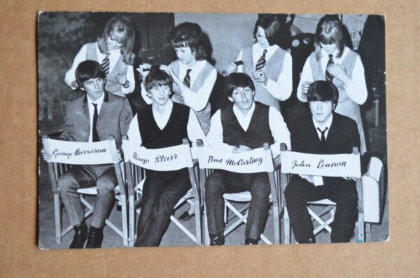 Postcard - 'The BEATLES' having hair manicured, c.1960's