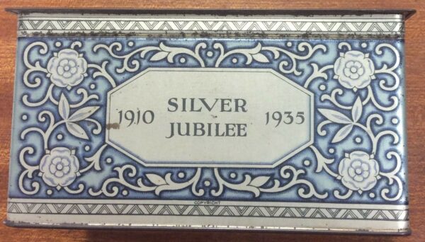 Arnott's 'Silver Jubilee, 1910 - 1935', rectangular, 1 LB. Biscuit Tin, c.1935 *
