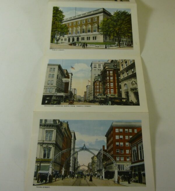 'PORTLAND, ORE', vintage Souvenir fold-out colour images, Deco, x 22, c.1940's