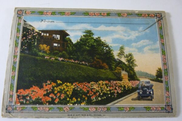 'PORTLAND, ORE', vintage Souvenir fold-out colour images, Deco, x 22, c.1940's
