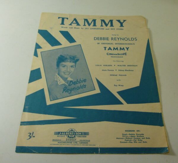 'TAMMY' Sung by Debbie Reynolds, Sheet Music Score, c.1950's