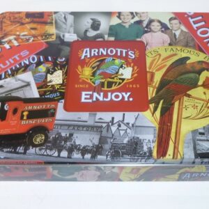 ARNOTT'S 'Collage of early Advertising', rect. Biscuit Tin, c.2011