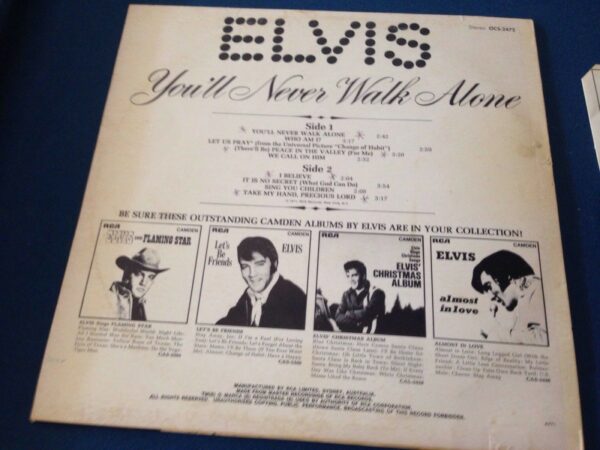 Elvis Presley 'You'll Never Walk Alone', LP Record, c.1971