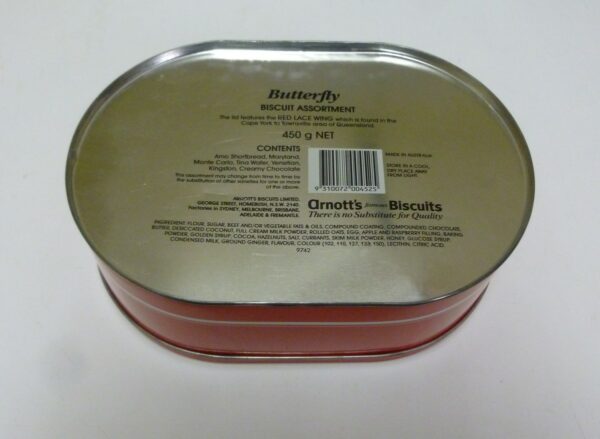 Arnott's 'Butterfly', oval, 450g. Biscuit Tin, c.1988