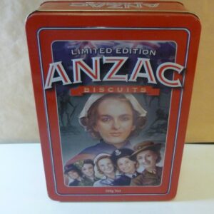 Unibic ANZAC Biscuits 'Women in Service', red, 500g. Biscuit Tin, with info sheet, c.2008