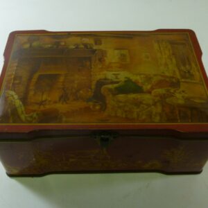 Joyce Biscuits 'FIRESIDE', latched-lid, rect. Biscuit Tin, c.1960's