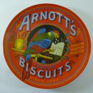 Arnott's Display Plate, 'Today's Parrot' (on red), in fine porcelain