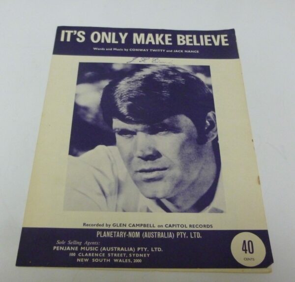 'It's Only Make Believe, by Glen Campbell, Sheet Music Score, c.1960's