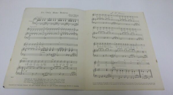 'It's Only Make Believe, by Glen Campbell, Sheet Music Score, c.1960's