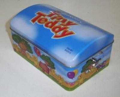 ARNOTT'S 'Tiny Teddy', domed-lid, 250g. Musical Biscuit Tin