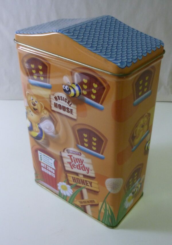 ARNOTT'S Tiny Teddy HONEY, 'Musical HOUSE', 200g. Music Biscuit Tin