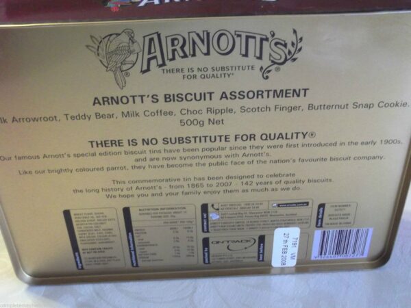 Arnott's 'Family & Tradition' (Arnott's family men), 500g. Biscuit Tin