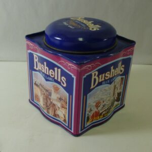 Bushells 'Australian Travel', blue on magneta, 250g. Tea Tin, c.1983