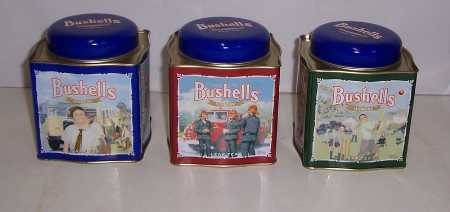 Bushells 'Australian Communities', blue on green, 250g. Tea Tin