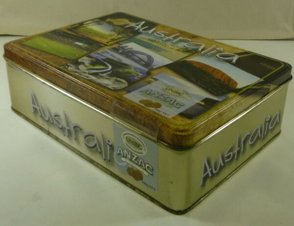 Unibic 'Australia', 'Postcards from Australia', 500g. ANZAC Biscuit Tin, c.2007 - rare early version