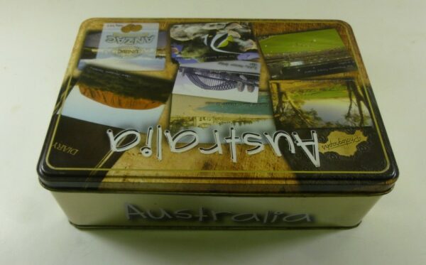 Unibic 'Australia', 'Postcards from Australia', 500g. ANZAC Biscuit Tin, c.2007 - rare early version